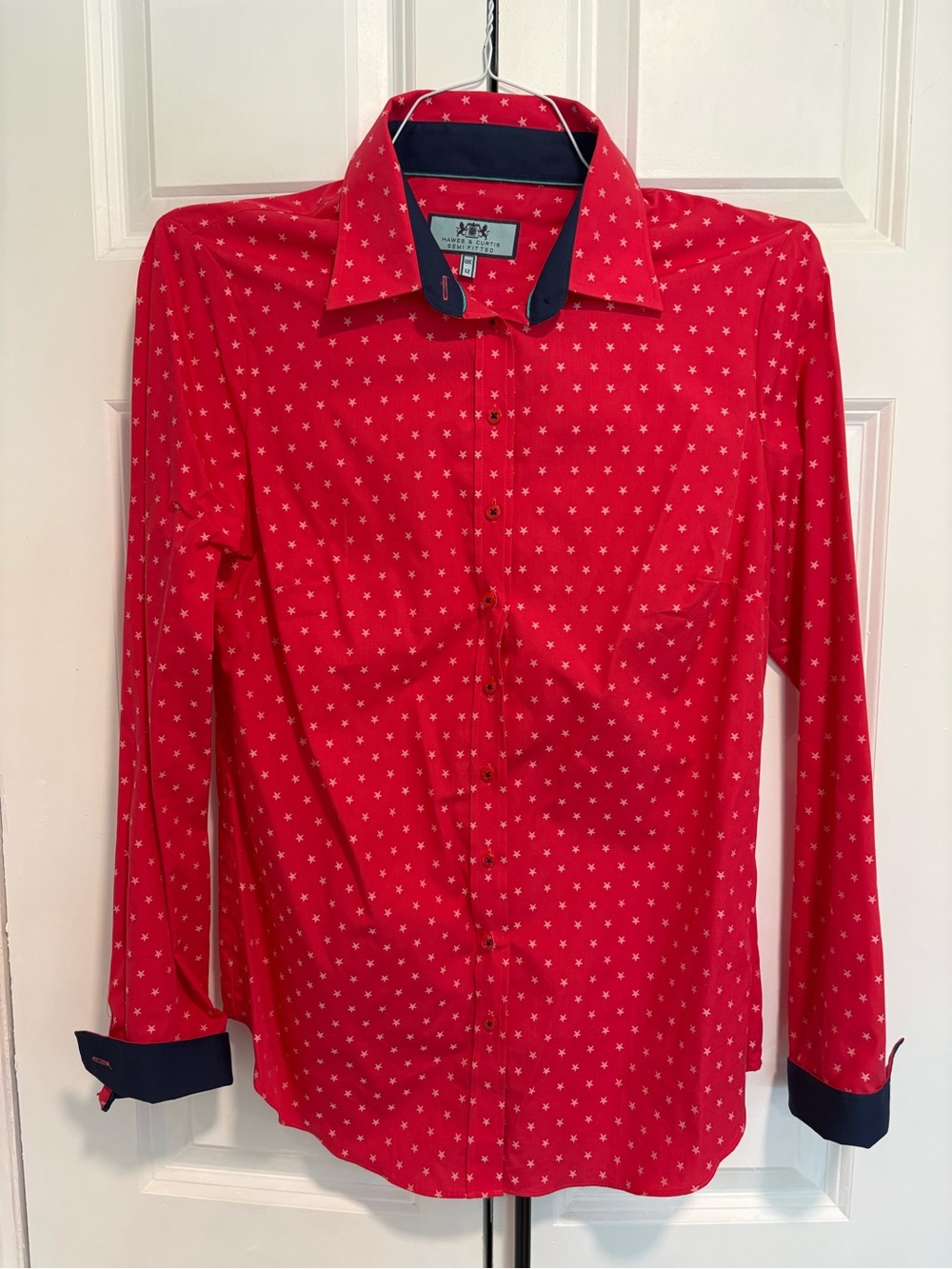 Women's Red Star-Print Button-Down Shirt